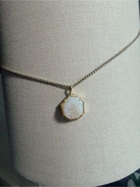 Kendra Scott Gold Octagon White Druzy Pendant Necklace